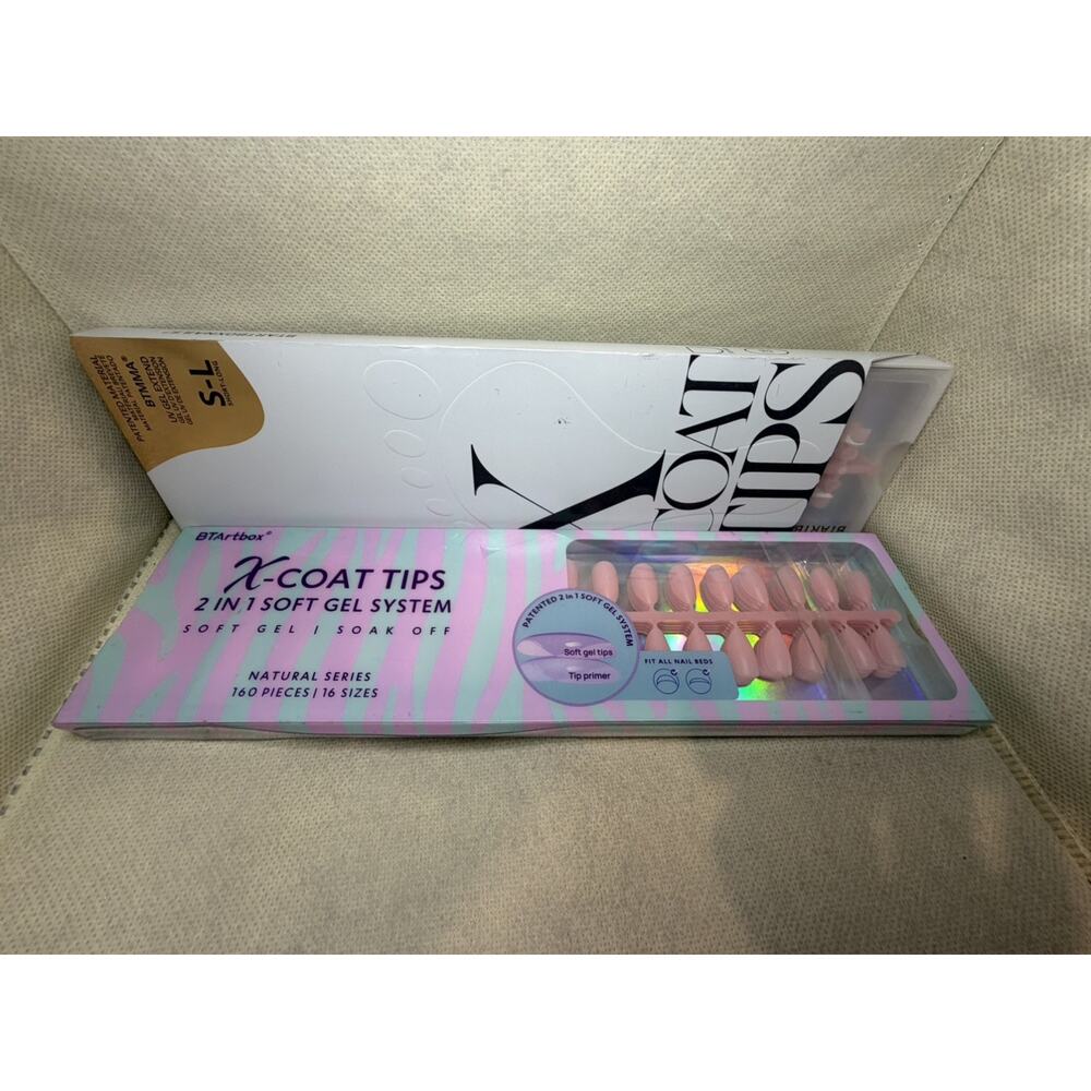 X-Coat Tips Natural Pink 160 Pcs/16 Sizes French Tip Toe Nails 150 Pcs/15 Sizes